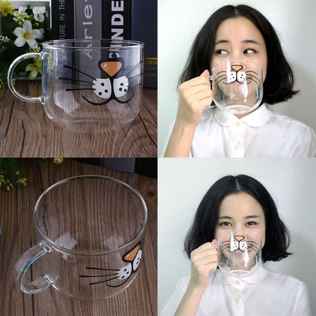 Cute Cat Glass Coffee Cup - Image 0