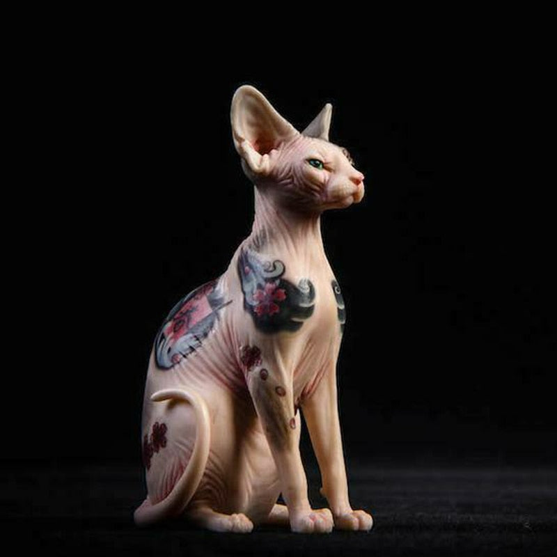 Decorative Tattooed Hairless Cat Figurine - Image 2