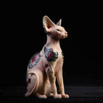 Decorative Tattooed Hairless Cat Figurine