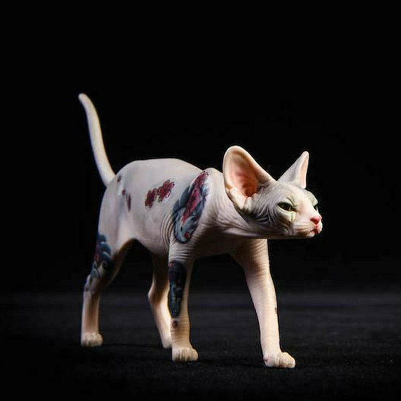 Decorative Tattooed Hairless Cat Figurine