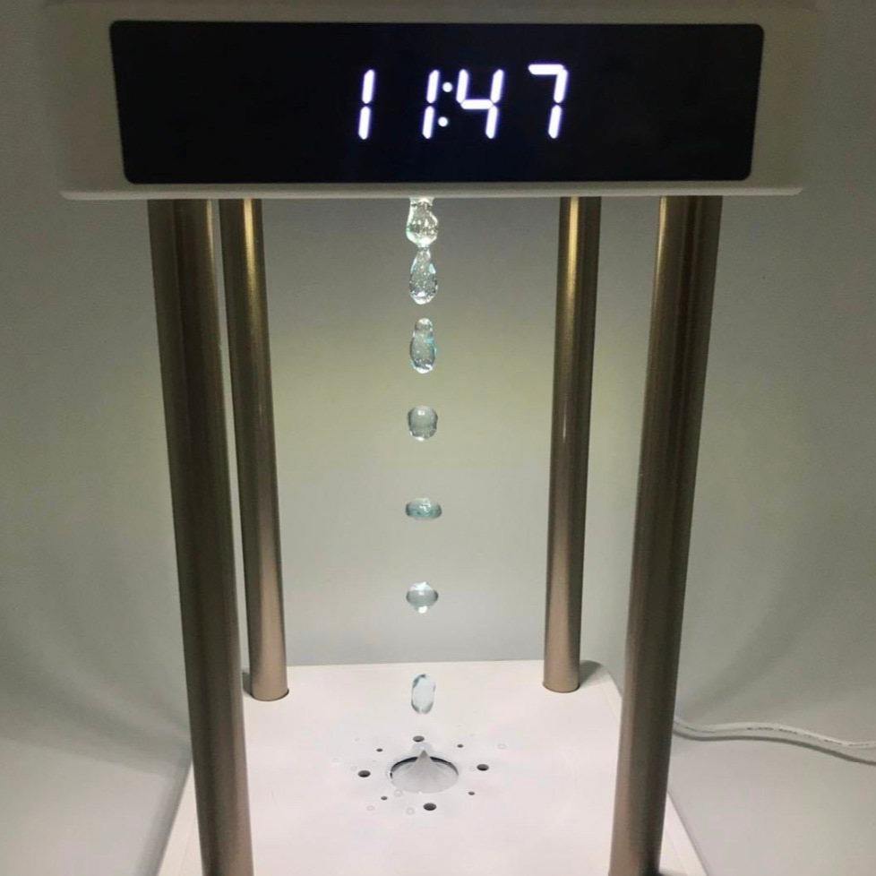 Anti Gravity Levitating Water Drops Hourglass Fountain Lamp