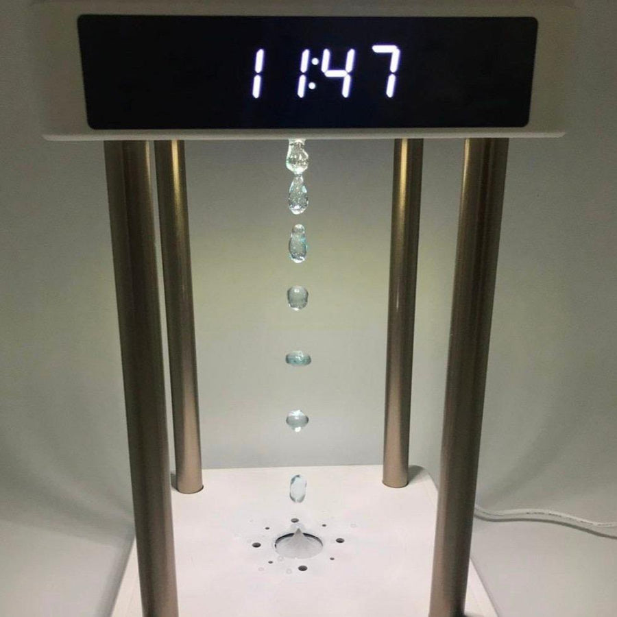 Anti Gravity Levitating Water Drops Hourglass Fountain Lamp - Image 1