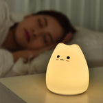 Colorful LED Silicone Touch Sensor Cat Night Lamp