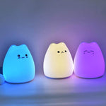 Colorful LED Silicone Touch Sensor Cat Night Lamp