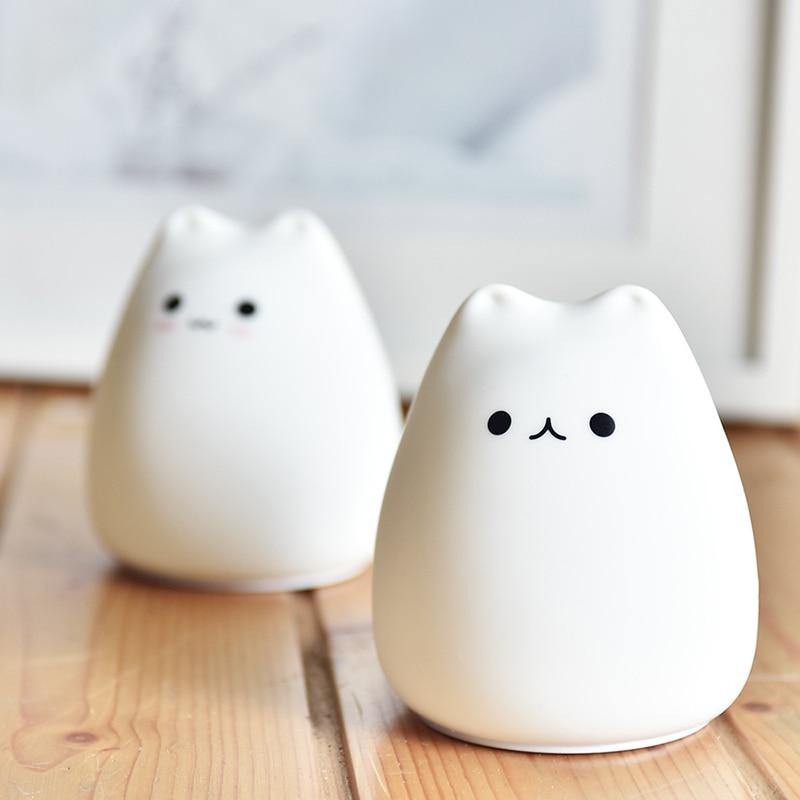 Colorful LED Silicone Touch Sensor Cat Night Lamp