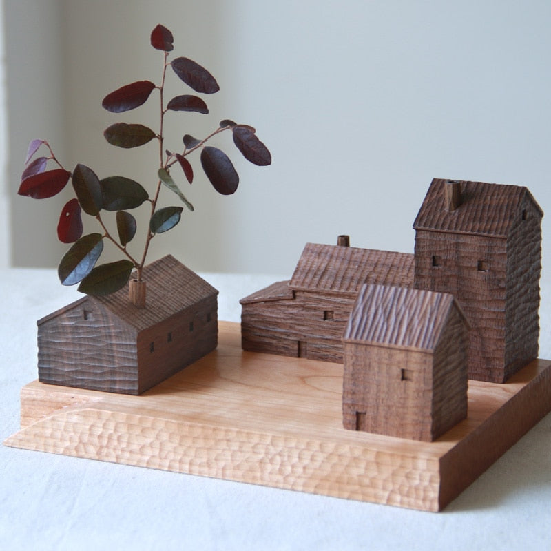 Walnut Miniature Wood House Decor