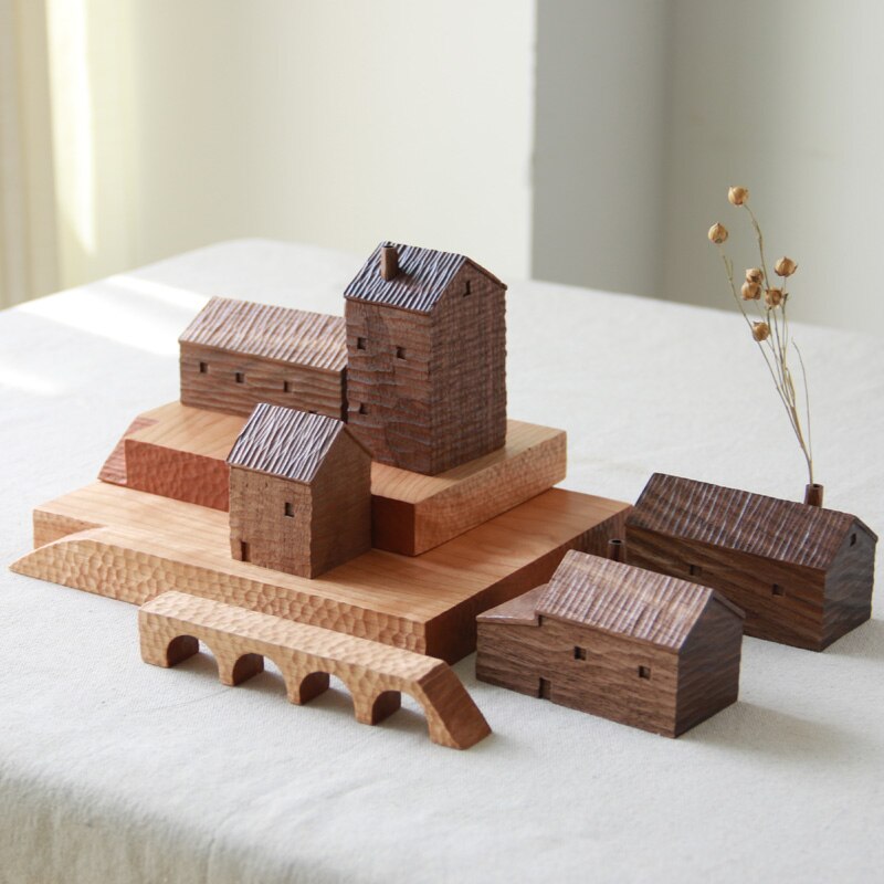 Walnut Miniature Wood House Decor