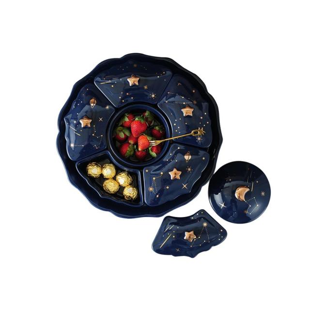 Night Sky Rotatable Ceramic Snack Plate - Image 5