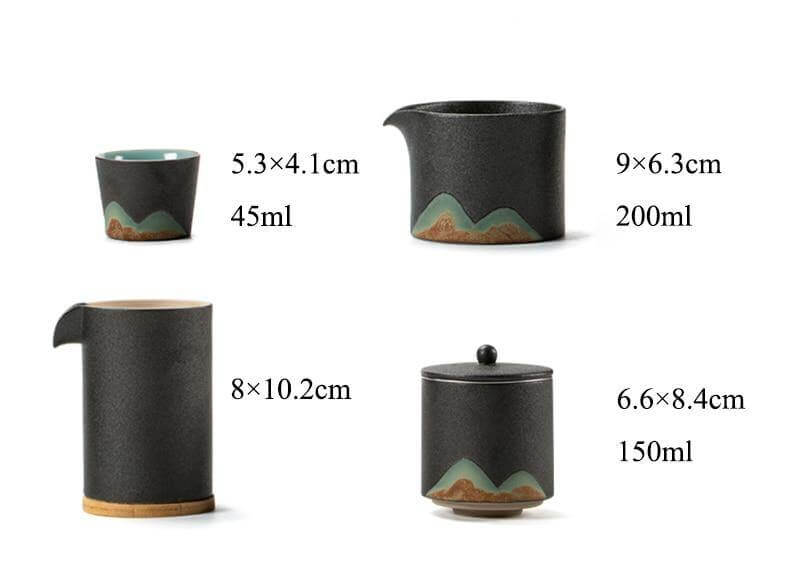 Portable Travel Ceramic Mountain Teapot With 3 Cups - Image 3