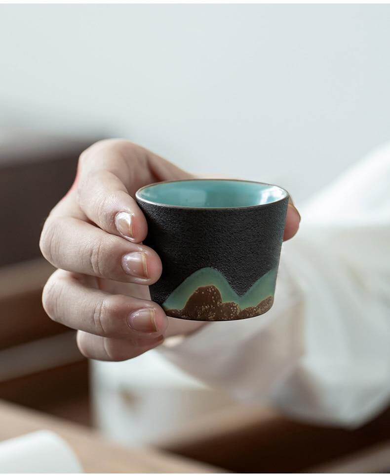 Portable Travel Ceramic Mountain Teapot With 3 Cups - Image 5