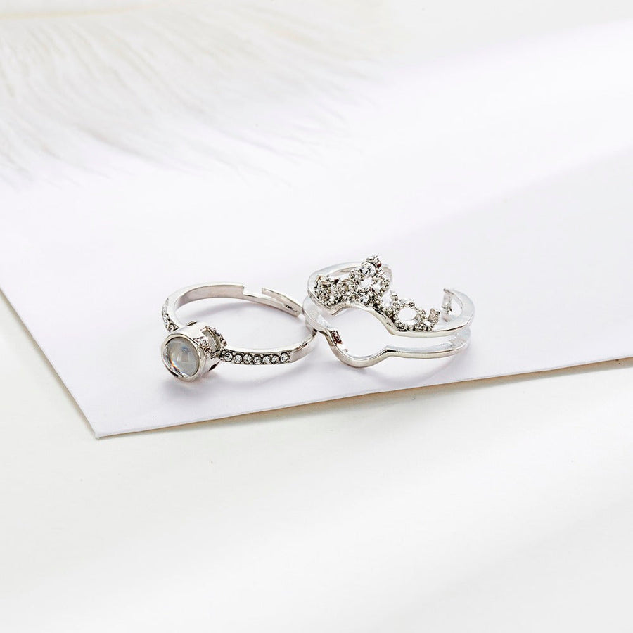 100 Languages I Love You Projection Crown Couple Ring - Image 3