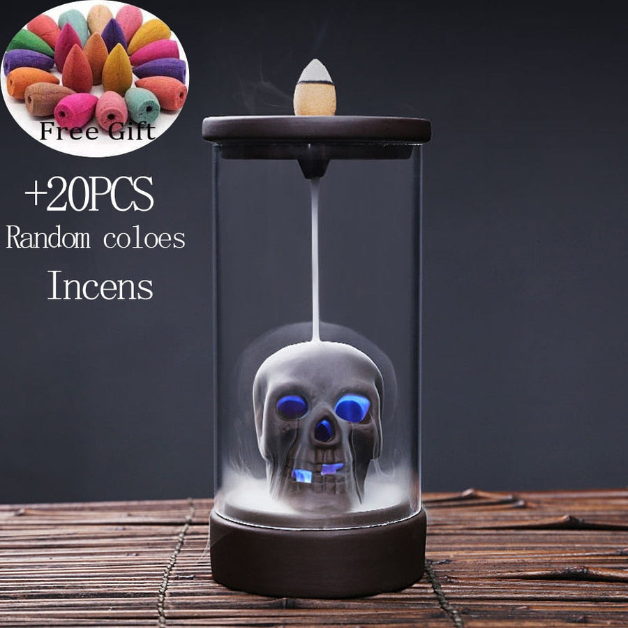Gothic Skull Ceramic Incense Fountain - Image 2