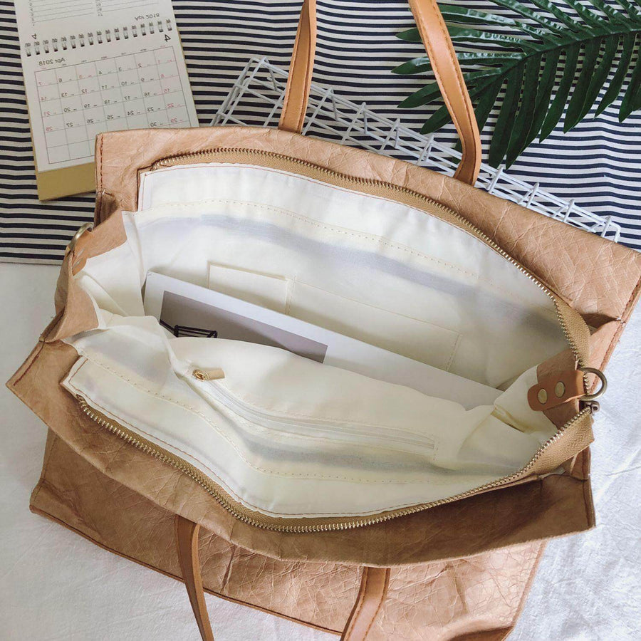 Women Kraft Paper Handbag and Shoulder Bag - Image 8