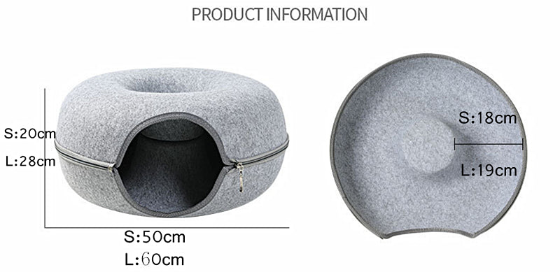 Donut Natural Felt Pet Cave Bed - Image 2