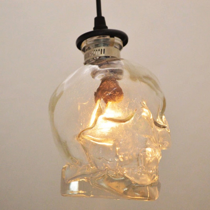 Retro Skull Glass Pendant Light