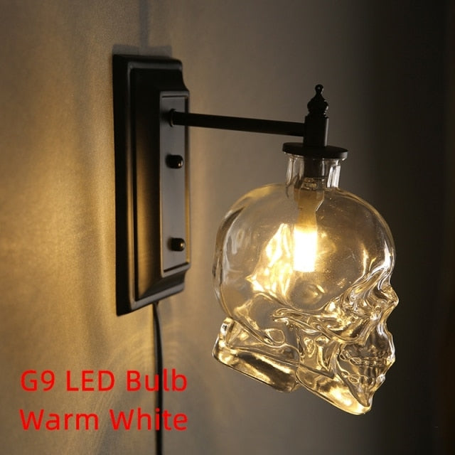 Retro Skull Glass Pendant Light