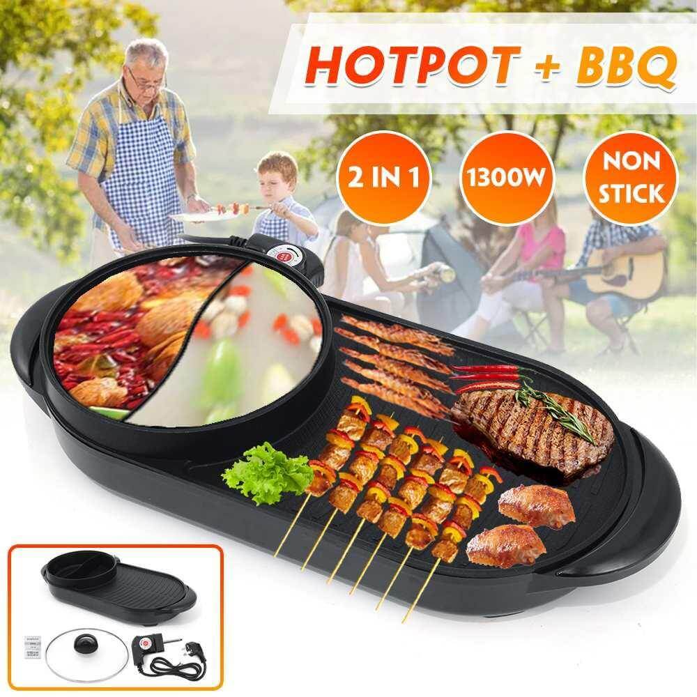 2 In 1 Hot Pot & Barbecue Non-Stick Electric Grill