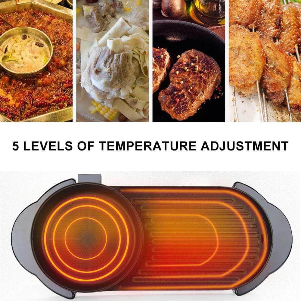 2 In 1 Hot Pot & Barbecue Non-Stick Electric Grill