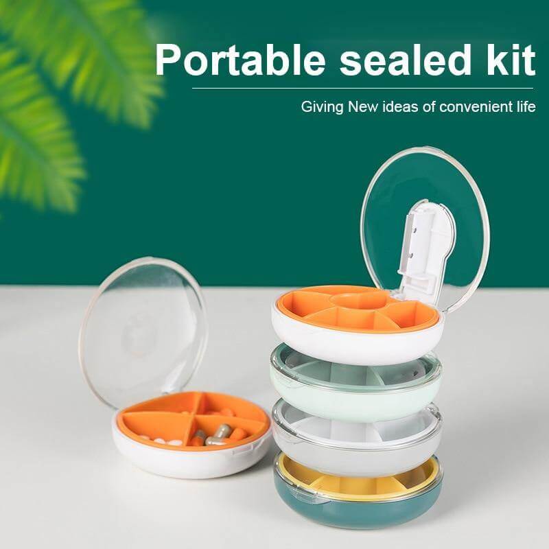Portable Weekly Rotating Round Pill Cases - Image 2