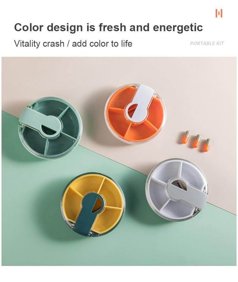 Portable Weekly Rotating Round Pill Cases - Image 3