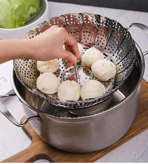 Vegetable Folding Stainless Steel Steaming Rack - Image 0