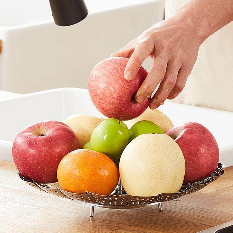Vegetable Folding Stainless Steel Steaming Rack - Image 10