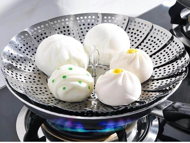 Vegetable Folding Stainless Steel Steaming Rack - Image 5