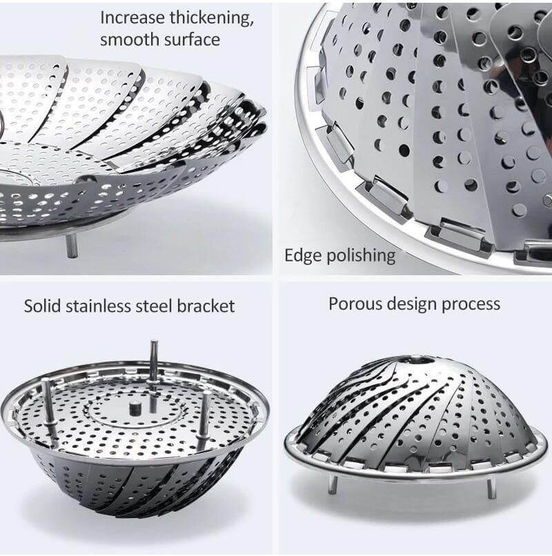 Vegetable Folding Stainless Steel Steaming Rack - Image 4