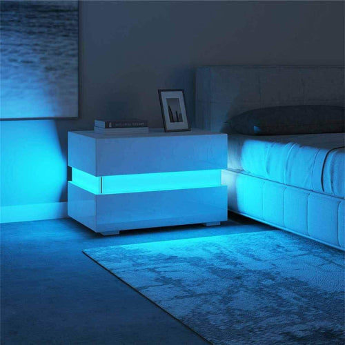 Modern Luxury LED Light Nightstand with Drawers - Image 0
