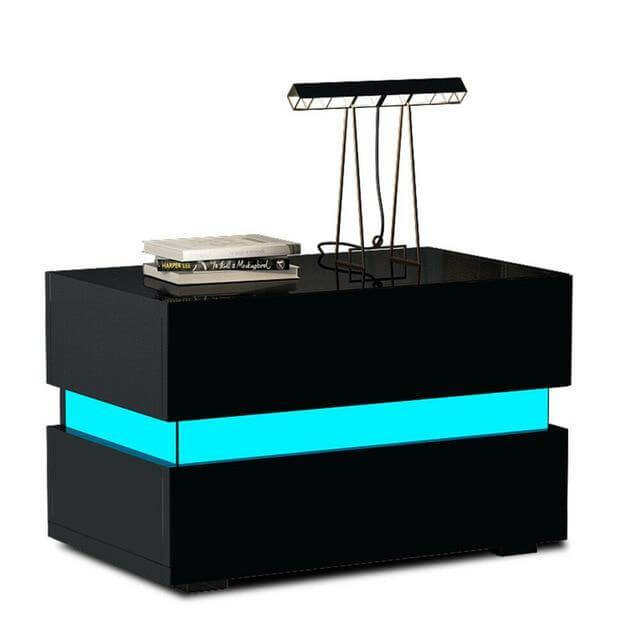 Modern Luxury LED Light Nightstand with Drawers - Image 5