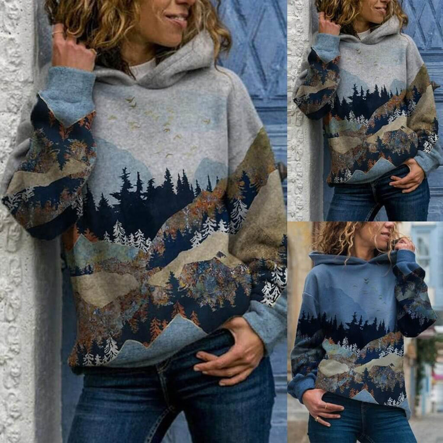 Vintage Stylish Mountain Hoodie - Image 0