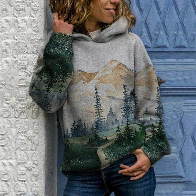 Vintage Stylish Mountain Hoodie - Image 3