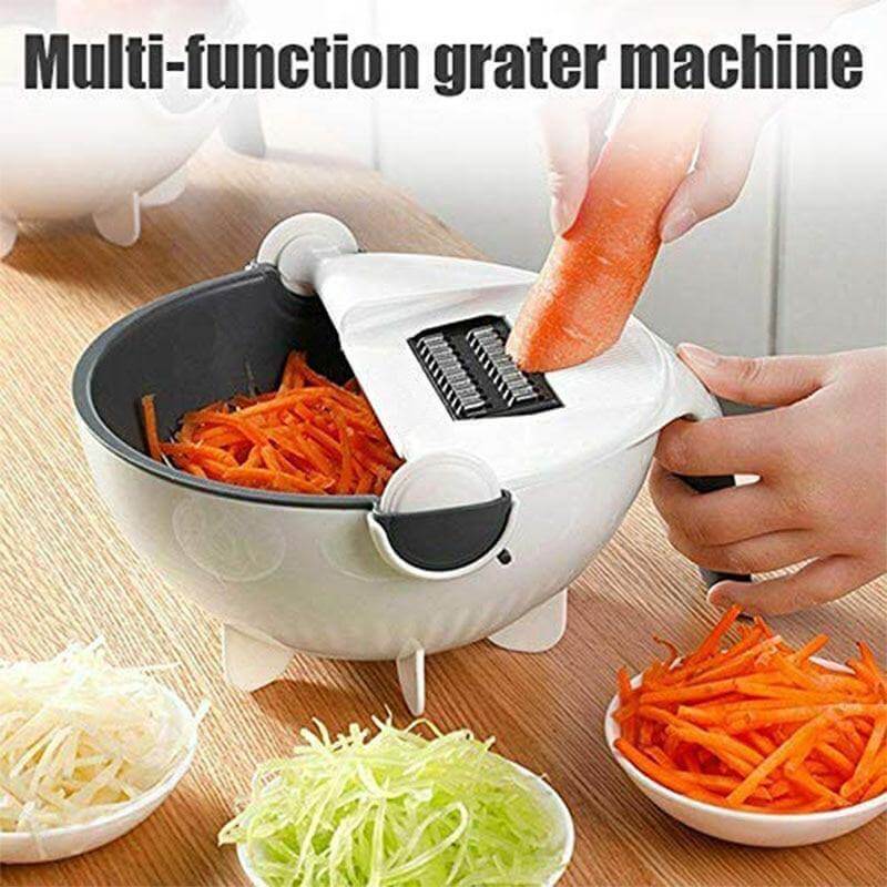 Multifunctional Rotate Vegetable Cutter With Drain Basket - Image 0
