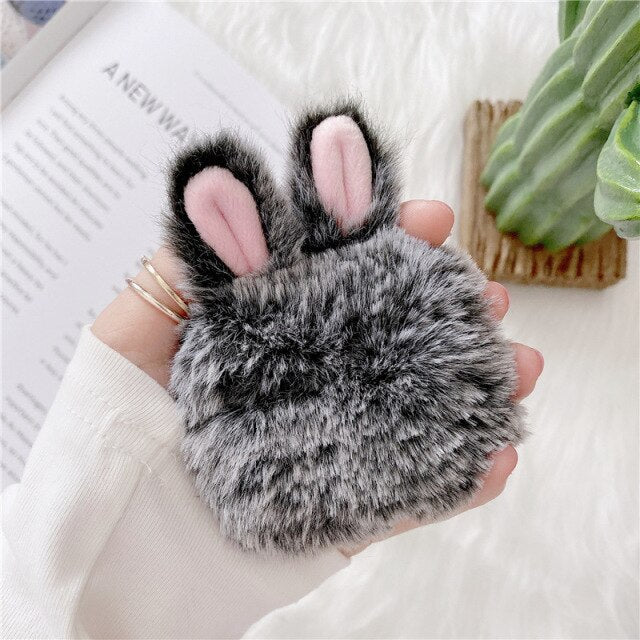 Cute Rabbit Ears Plush AirPods Case - Image 5