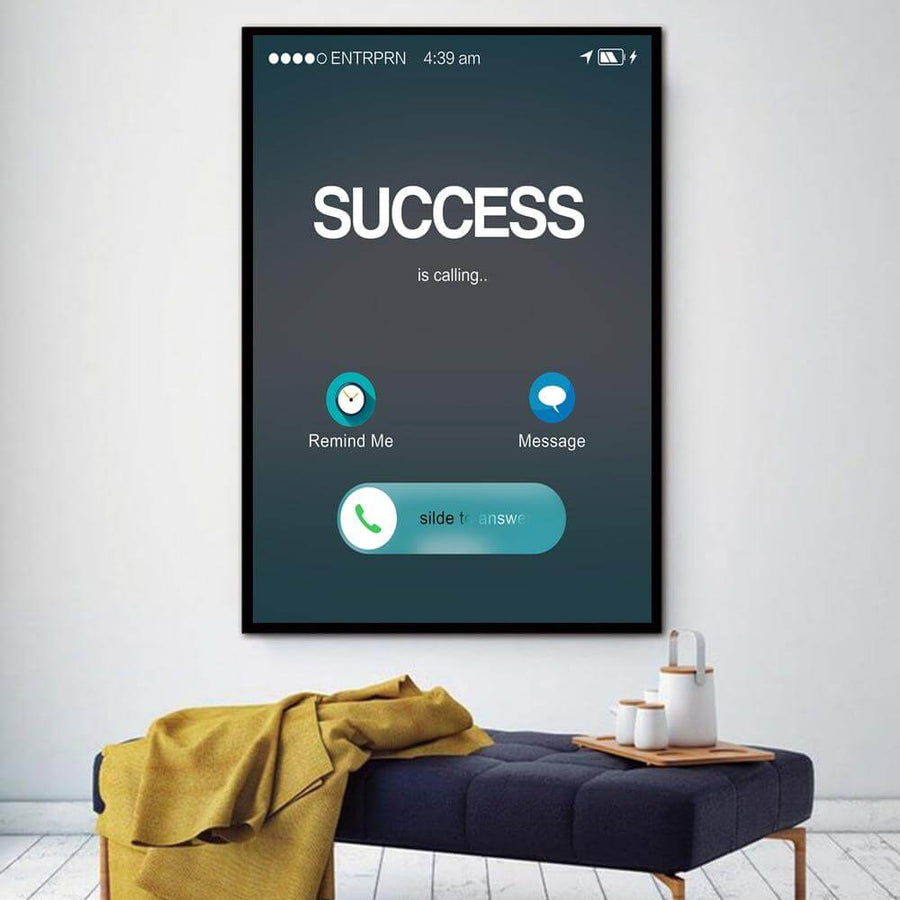 Success Is Calling Canvas Motivational Painting Poster - Image 1