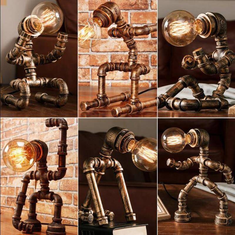 Robot Human Figures Iron Pipe Table Lamps - Image 12