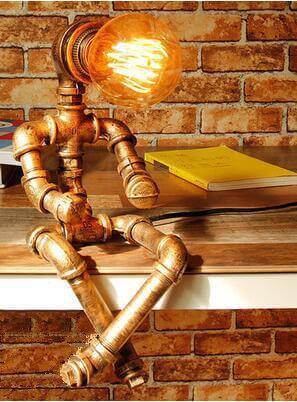 Robot Human Figures Iron Pipe Table Lamps - Image 4