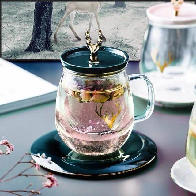 Double Wall Glass Cup With Deer Shape Ceramic Lid - Image 14