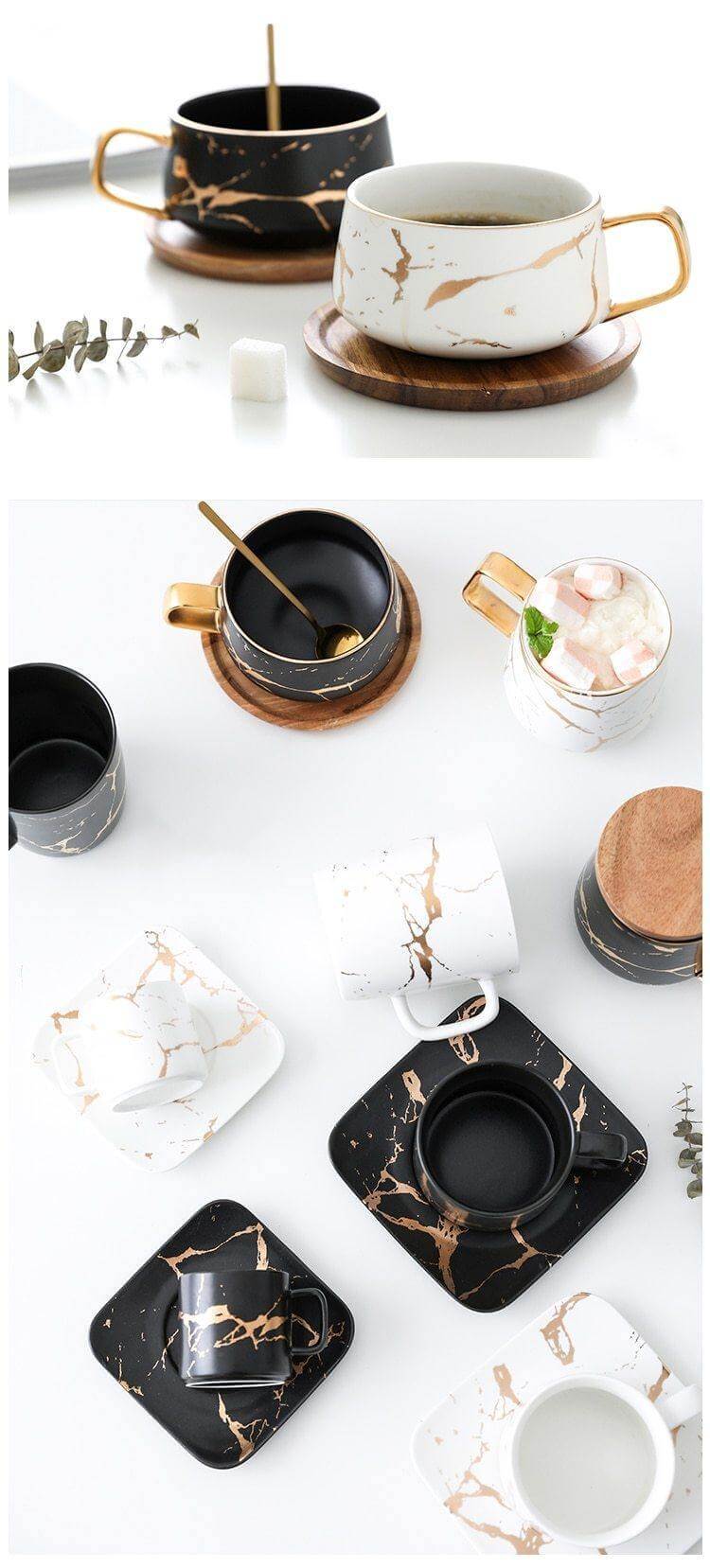 Elegant Nordic Marble Ceramic Coffee Mugs