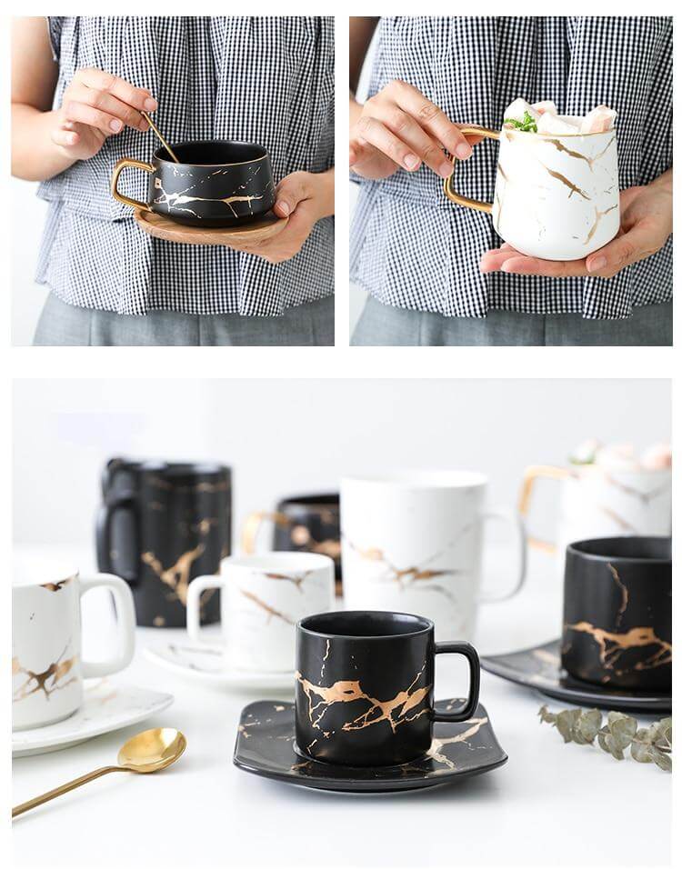 Elegant Nordic Marble Ceramic Coffee Mugs