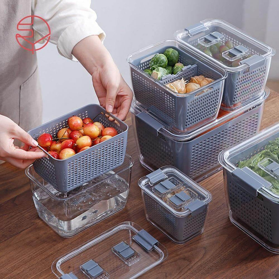 Multifunctional Vegetables & Fruit Fridge Drain Organizer Box with Lid - Image 6