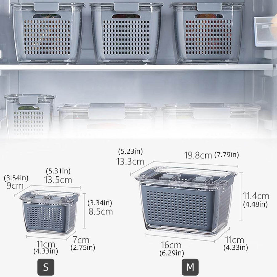 Multifunctional Vegetables & Fruit Fridge Drain Organizer Box with Lid - Image 8