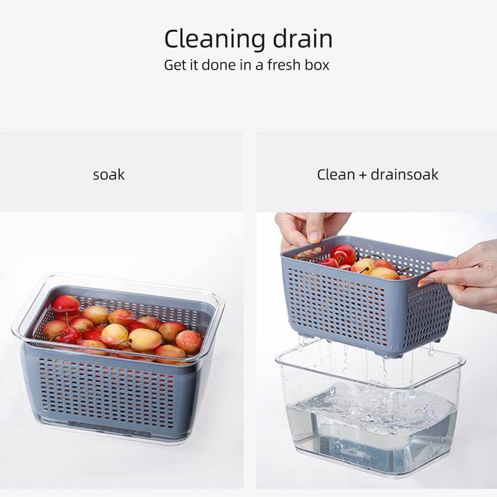 Multifunctional Vegetables & Fruit Fridge Drain Organizer Box with Lid