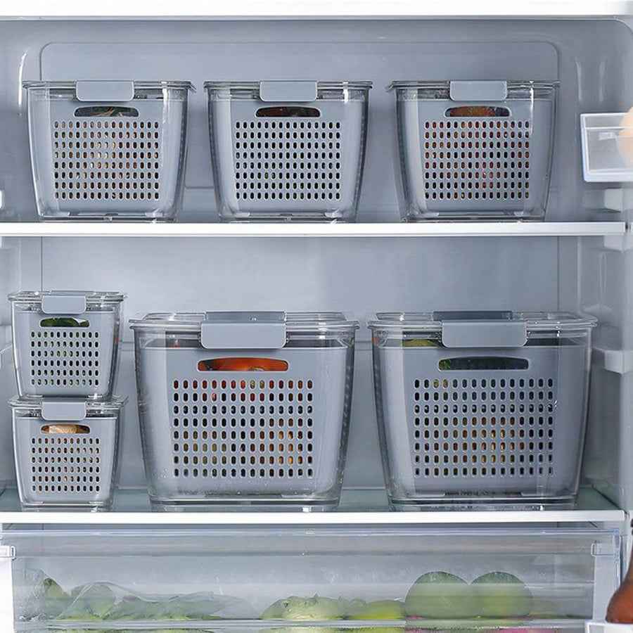 Multifunctional Vegetables & Fruit Fridge Drain Organizer Box with Lid - Image 2