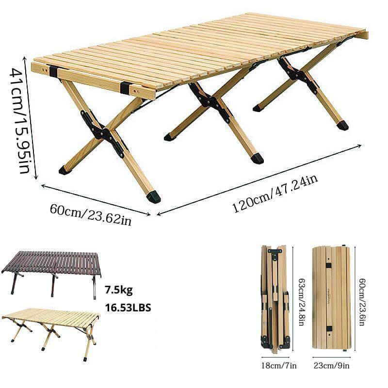 Outdoor Folding Durable Wood Table - Image 3