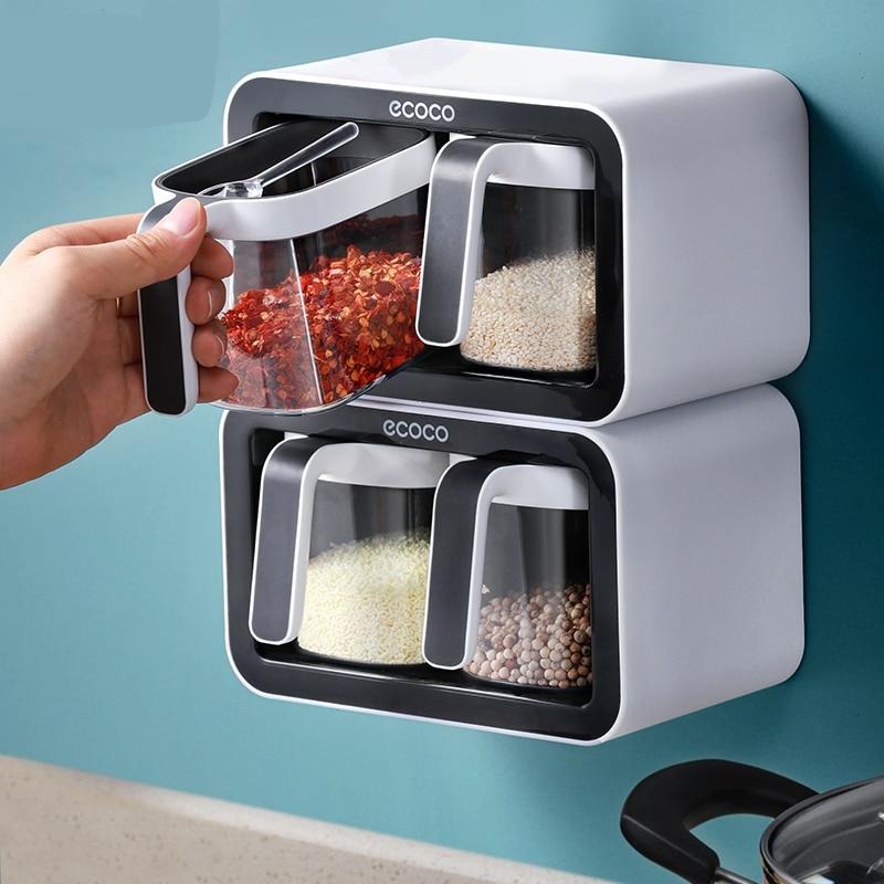 Wall Mount Multiple Grids Seasoning Organizer - Image 0