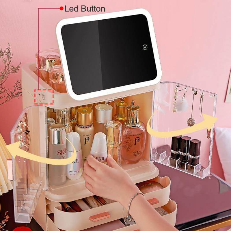 Cosmetic Make-up Jewelry Organizer with Led Lighted Mirror - Image 29