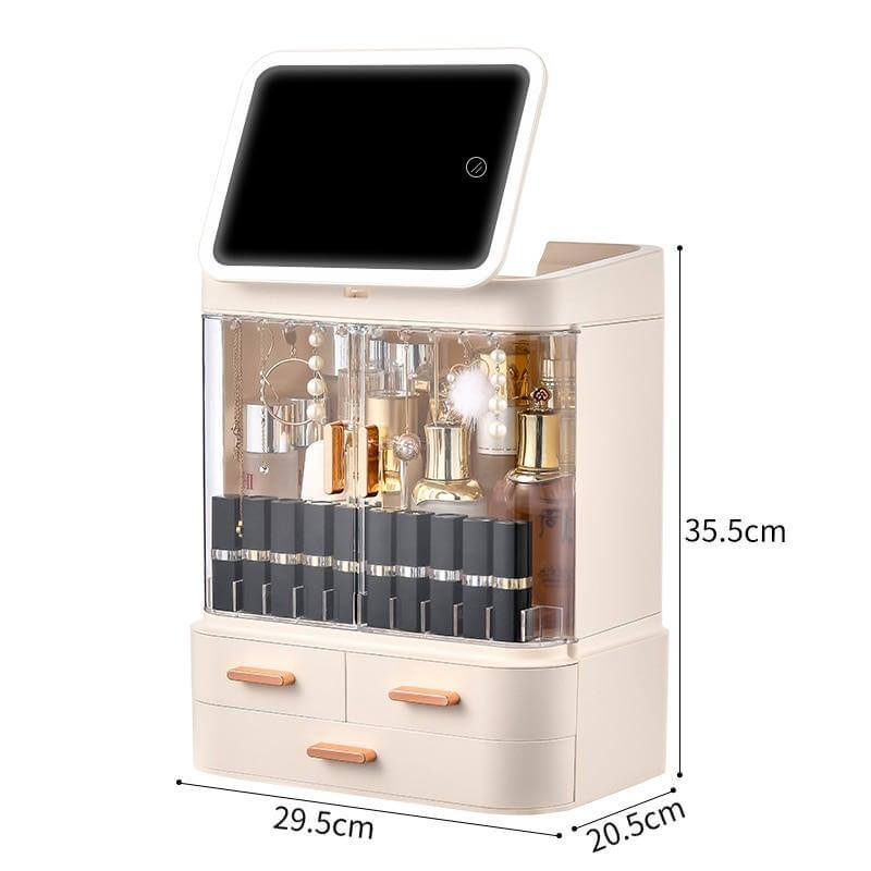 Cosmetic Make-up Jewelry Organizer with Led Lighted Mirror - MaviGadget