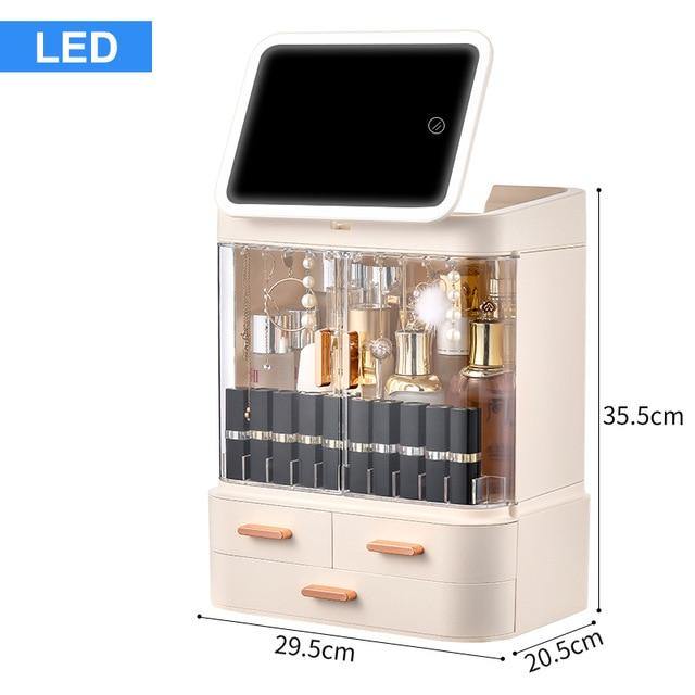 Cosmetic Make-up Jewelry Organizer with Led Lighted Mirror - MaviGadget