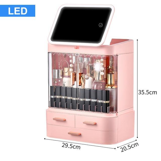 Cosmetic Make-up Jewelry Organizer with Led Lighted Mirror - Image 9